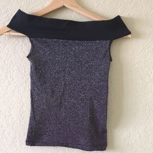 Heart Moon Star Off-Shoulder Black Top